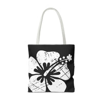 "The Classic Hibiscus" Tote Bag - Distressed Black