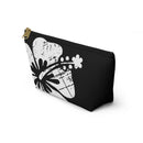 "The Classic Hibiscus" Accessory Pouch w T-bottom - Distressed Black