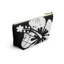"The Classic Hibiscus" Accessory Pouch w T-bottom - Distressed Black