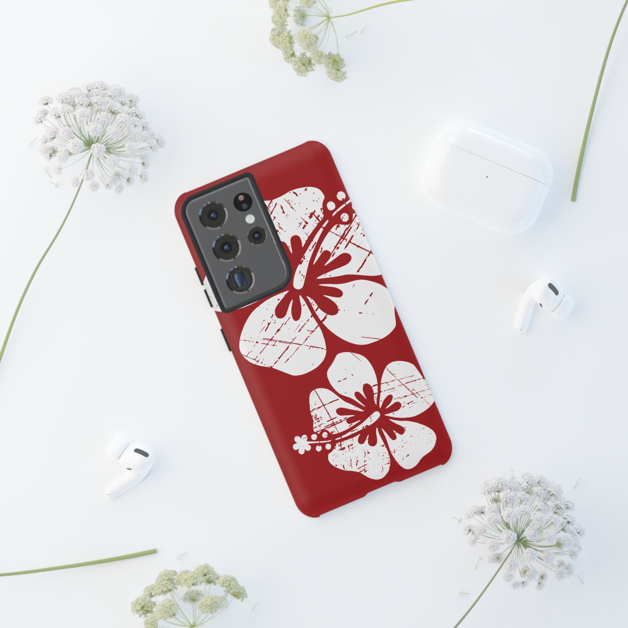 "The Classic Hibiscus" Phone Case -  Destressed Red