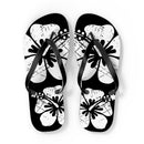 "The Classic Hibiscus" Flip Flop - Distressed Black