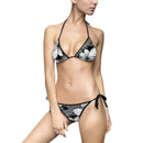 Women's Plumeria Bikini Swimsuit in Black and White