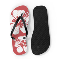 "The Classic Hibiscus" Flip Flop - Distressed Red