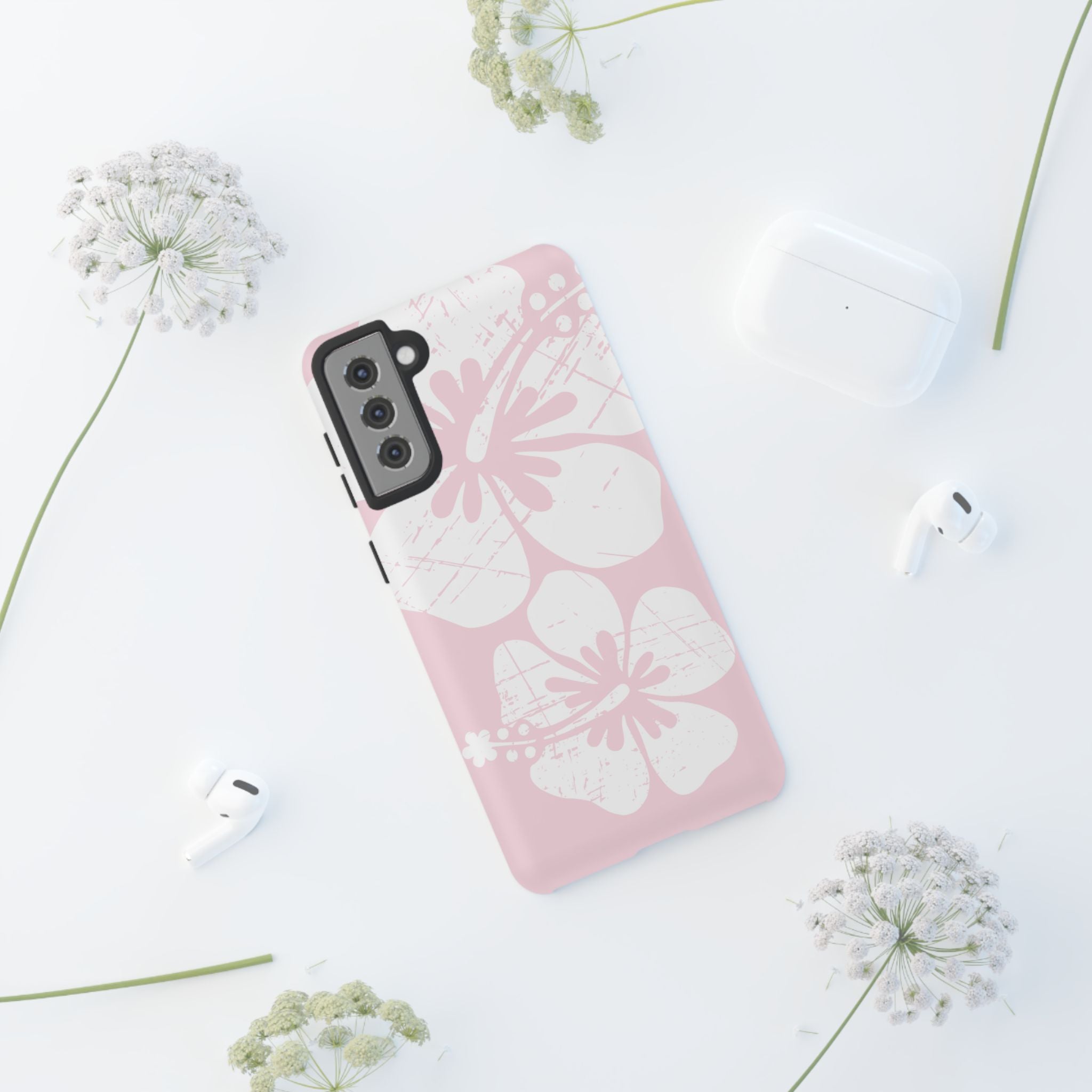 "The Classic Hibiscus"  Phone Case - Distressed Pink