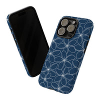 "Plumeria" Phone Case - Blue and White