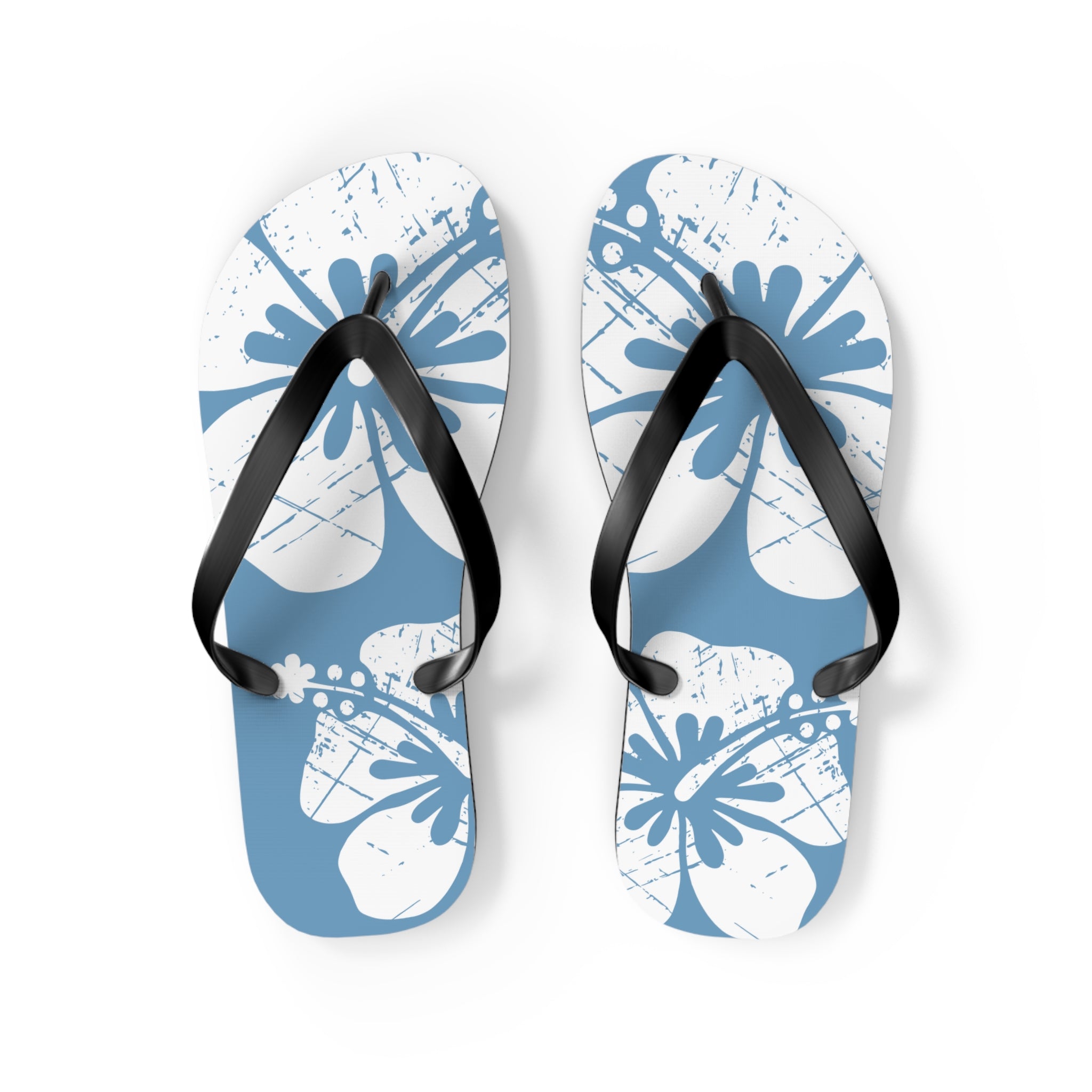 "The Classic Hibiscus" Flip Flop - Distressed Blue