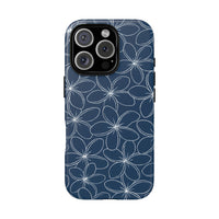 "Plumeria" Phone Case - Blue and White