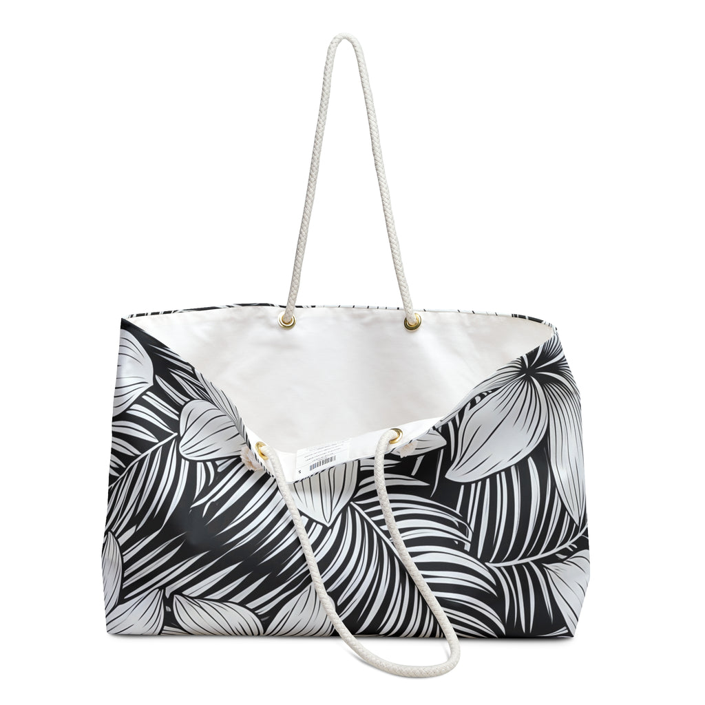Kahakai The Plumeria  Beach Bag - Black and White