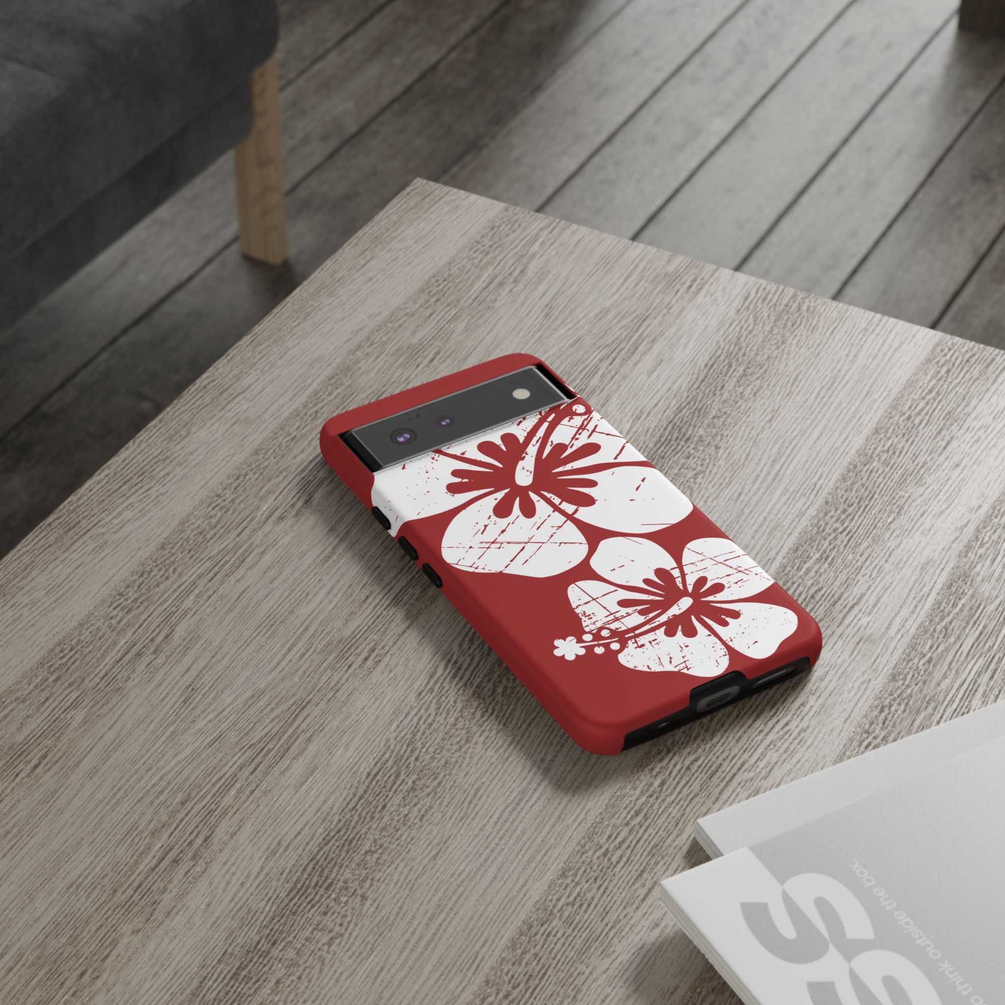 "The Classic Hibiscus" Phone Case -  Destressed Red