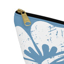 "The Classic Hibiscus" Accessory Pouch w T-bottom - Distressed Blue