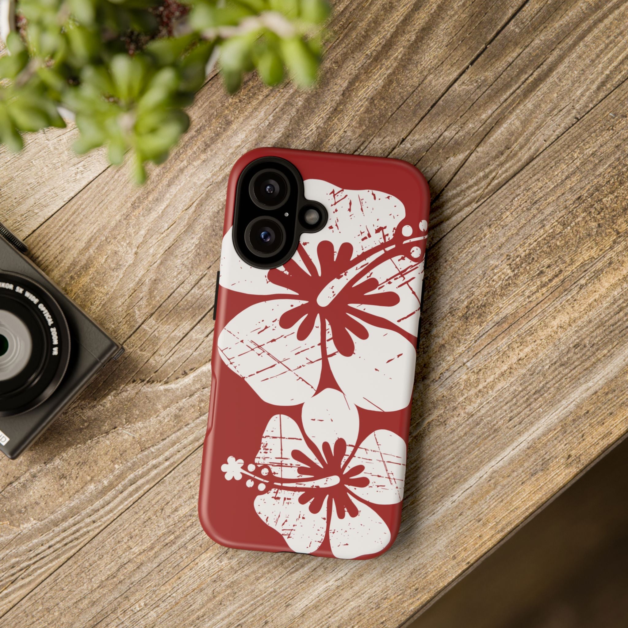 "The Classic Hibiscus" Phone Case -  Destressed Red