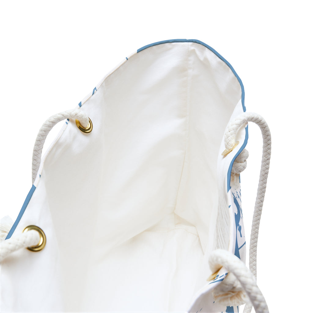 "The Classic Hibiscus" Beach Bag - Distressed Blue
